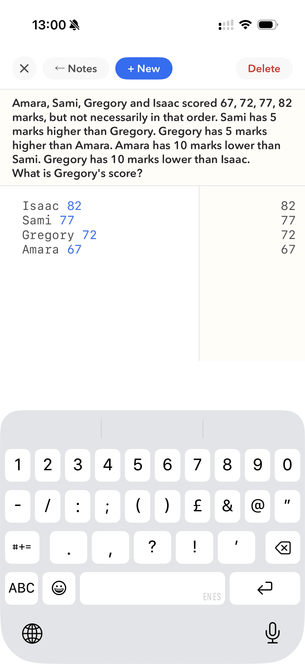 Verbal reasoning question with scratchpad